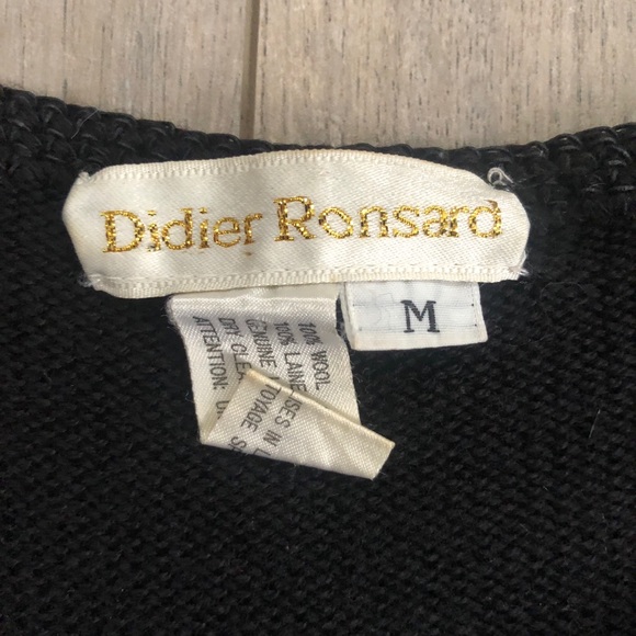 Vintage Didier Ronsard Leather and Wool Sweater Made in France Size M - Picture 4 of 4